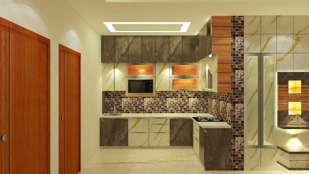 Kitchen, Lighting, Storage Designs by Architect Raj Kumar, Ghaziabad | Kolo