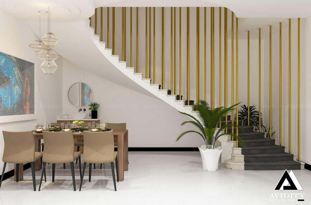 Dining, Furniture, Home Decor, Table, Staircase Designs by Interior Designer Vaishnavi Omanakuttan, Alappuzha | Kolo
