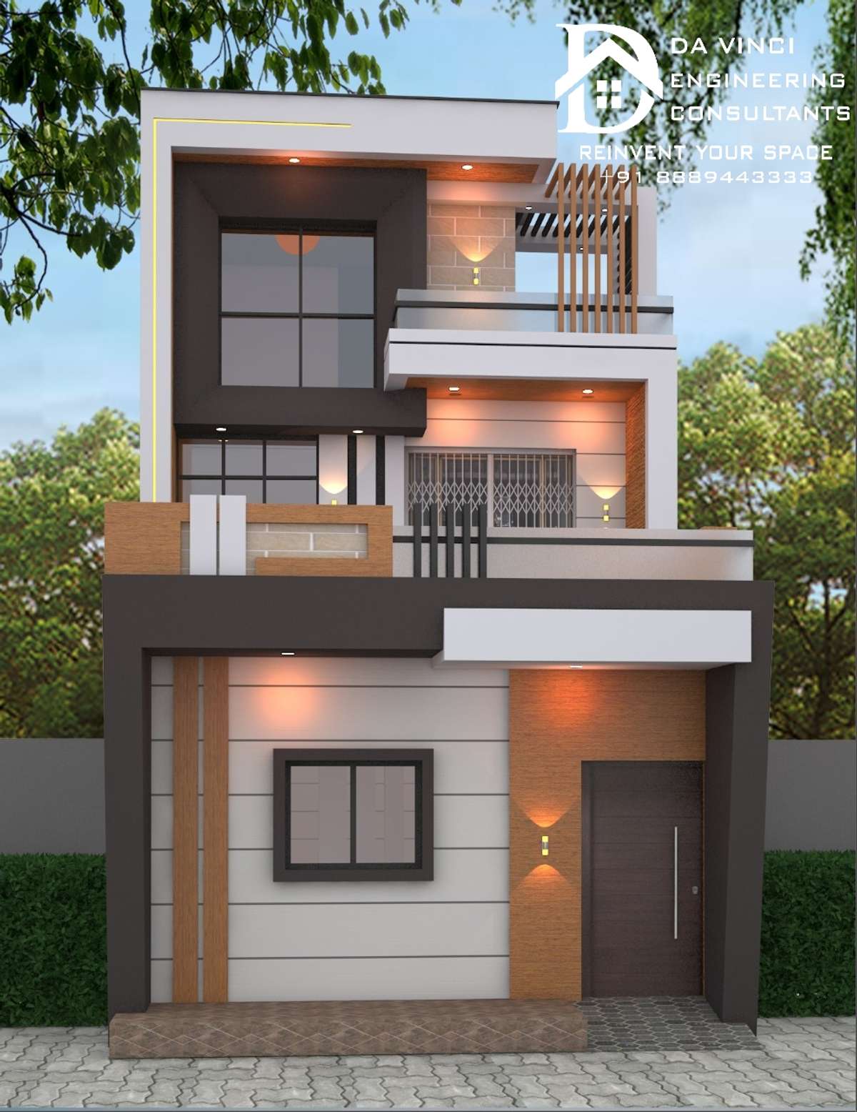 Exterior, Lighting Designs by 3D & CAD Da Vinci House ELEVATION ...