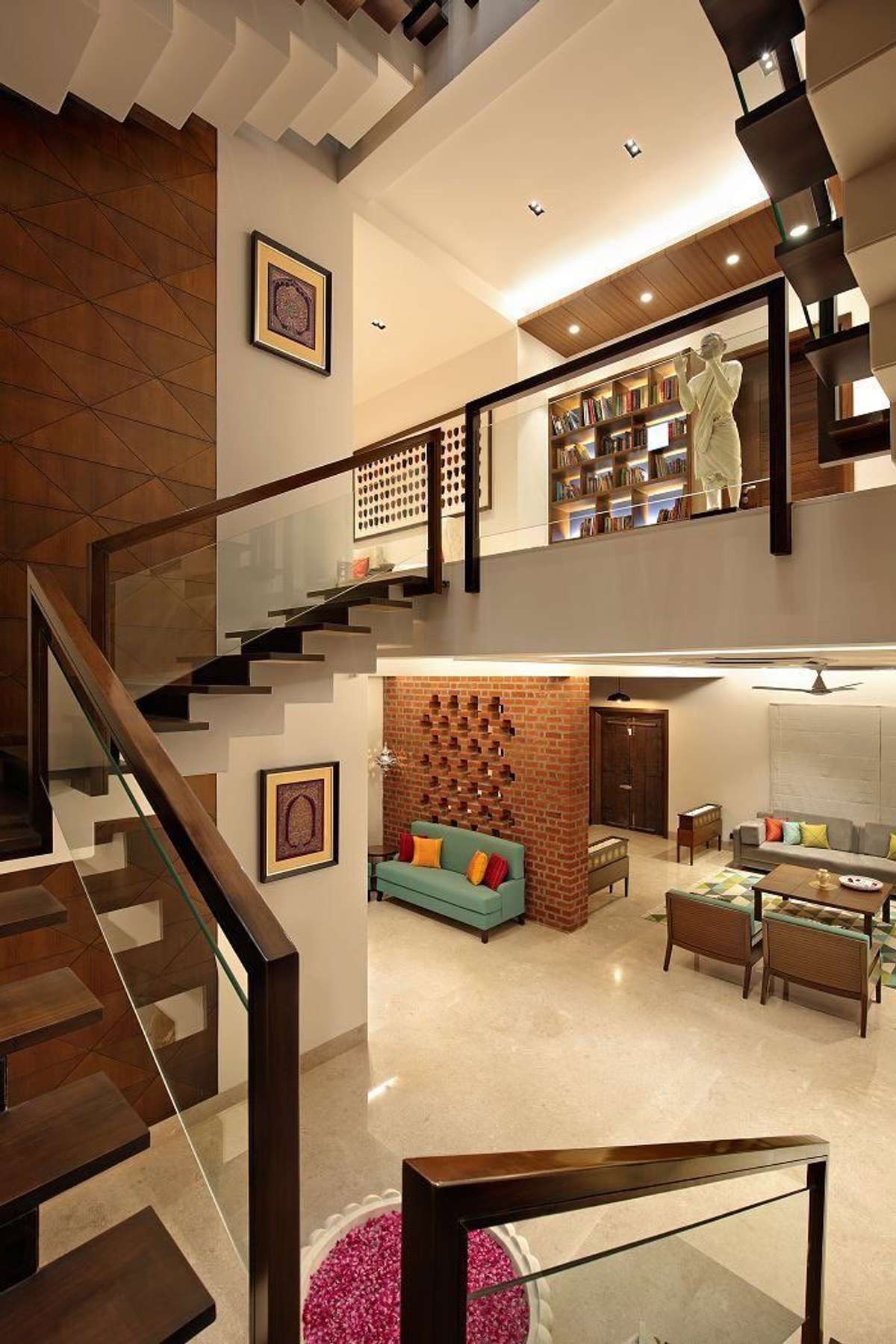 Staircase, Ceiling, Lighting Designs by Architect Purushottam Saini, Jaipur | Kolo