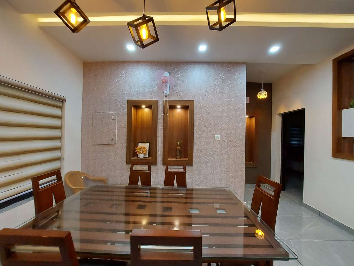 Ceiling, Furniture, Dining, Lighting, Table Designs by Interior Designer Mohammed ubas, Thrissur | Kolo