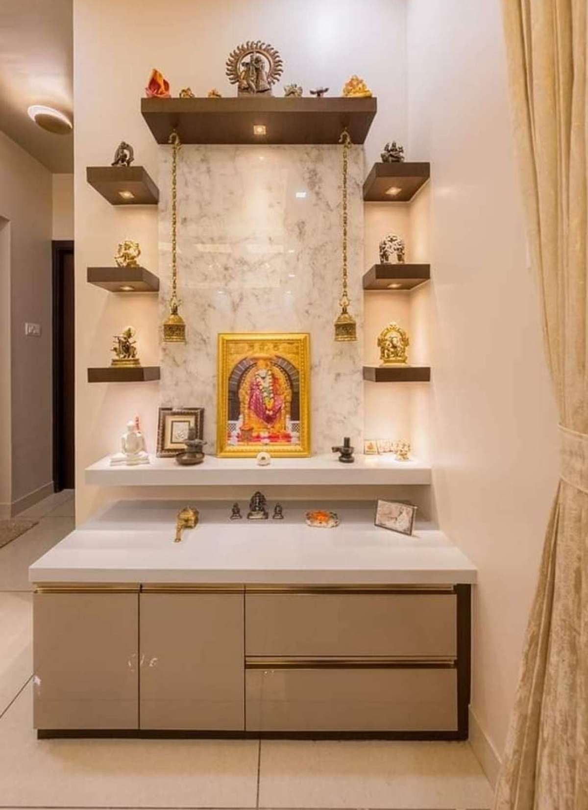 Lighting, Prayer Room, Storage Designs by Interior Designer MAJESTIC INTERIORS ®, Faridabad | Kolo