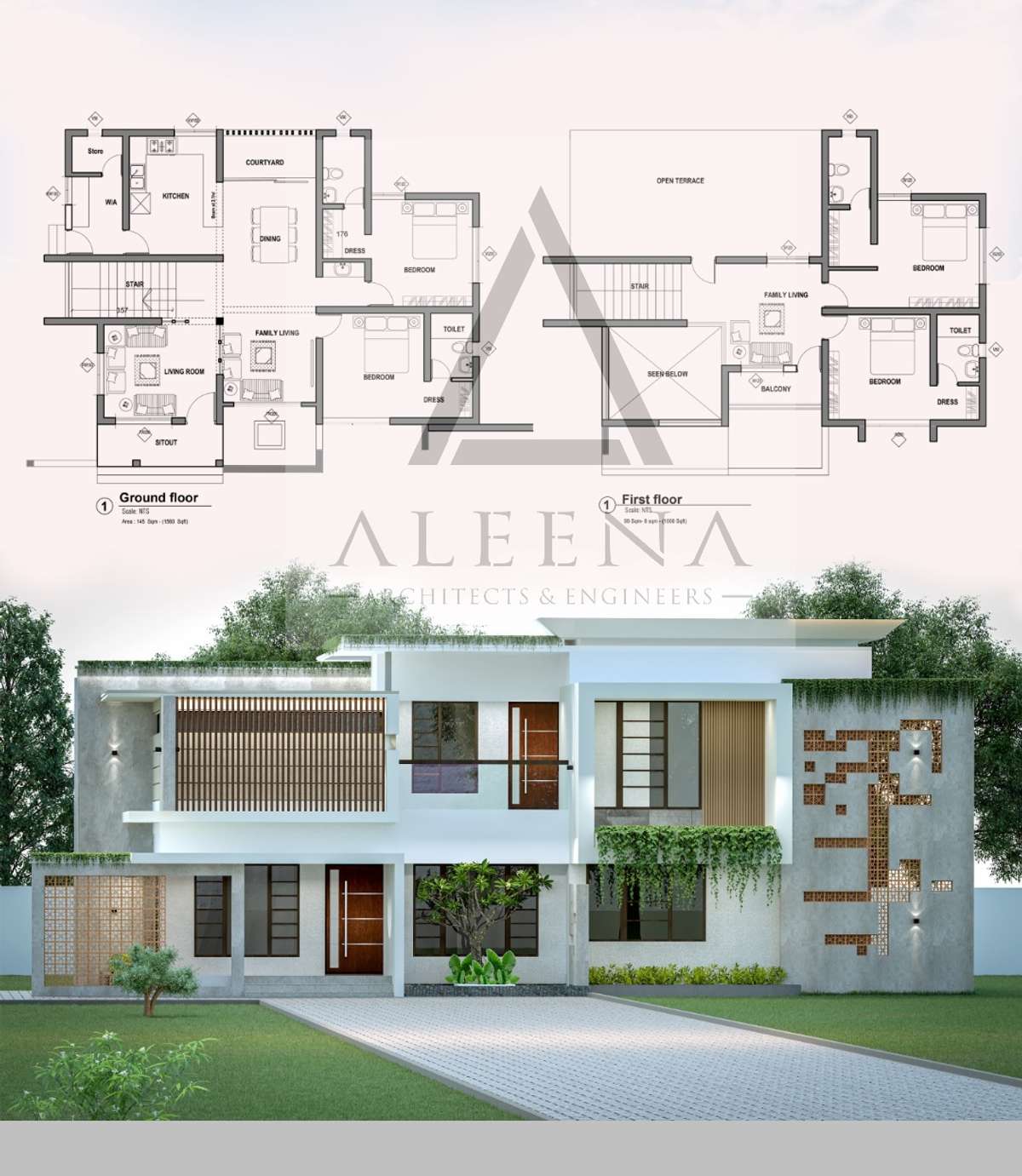 Exterior, Plans Designs by Architect Aleena Architects and Engineers, Alappuzha | Kolo