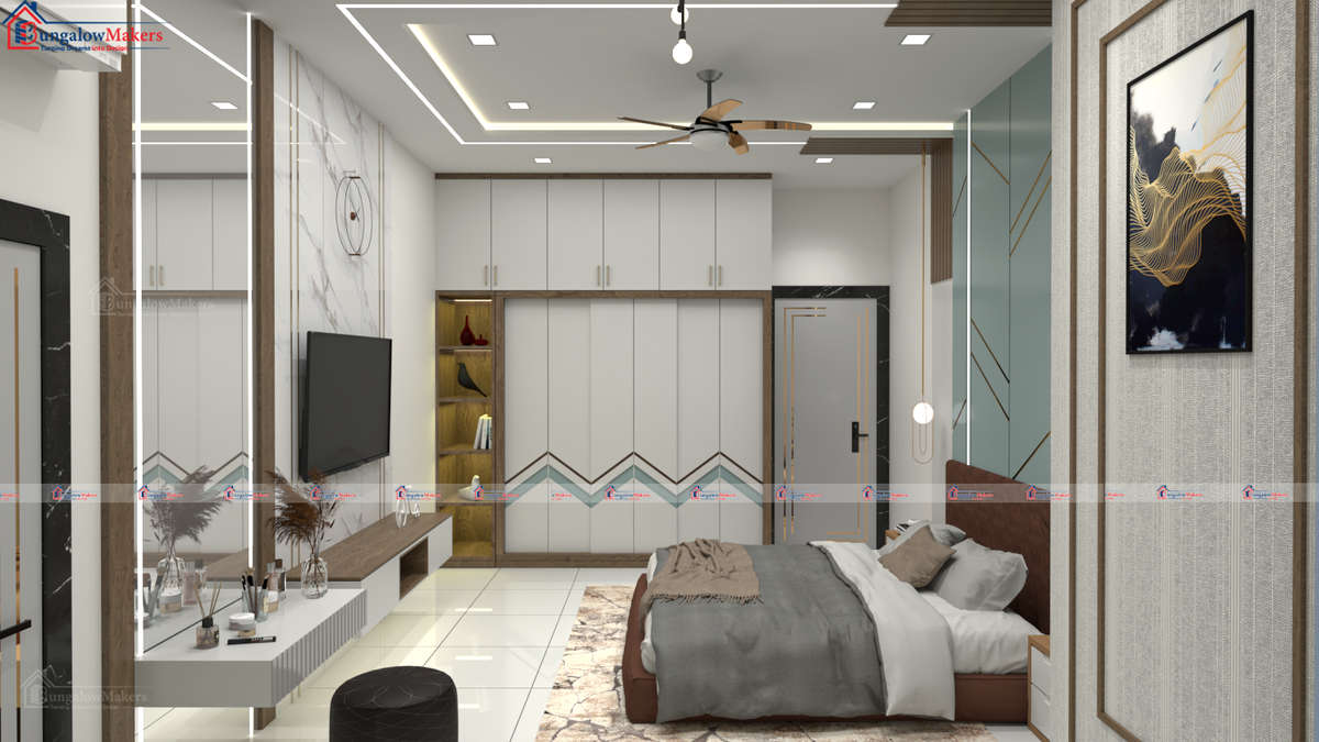 Bedroom, Ceiling, Furniture, Lighting, Storage Designs by Contractor Sharukh Khan painter, Indore | Kolo