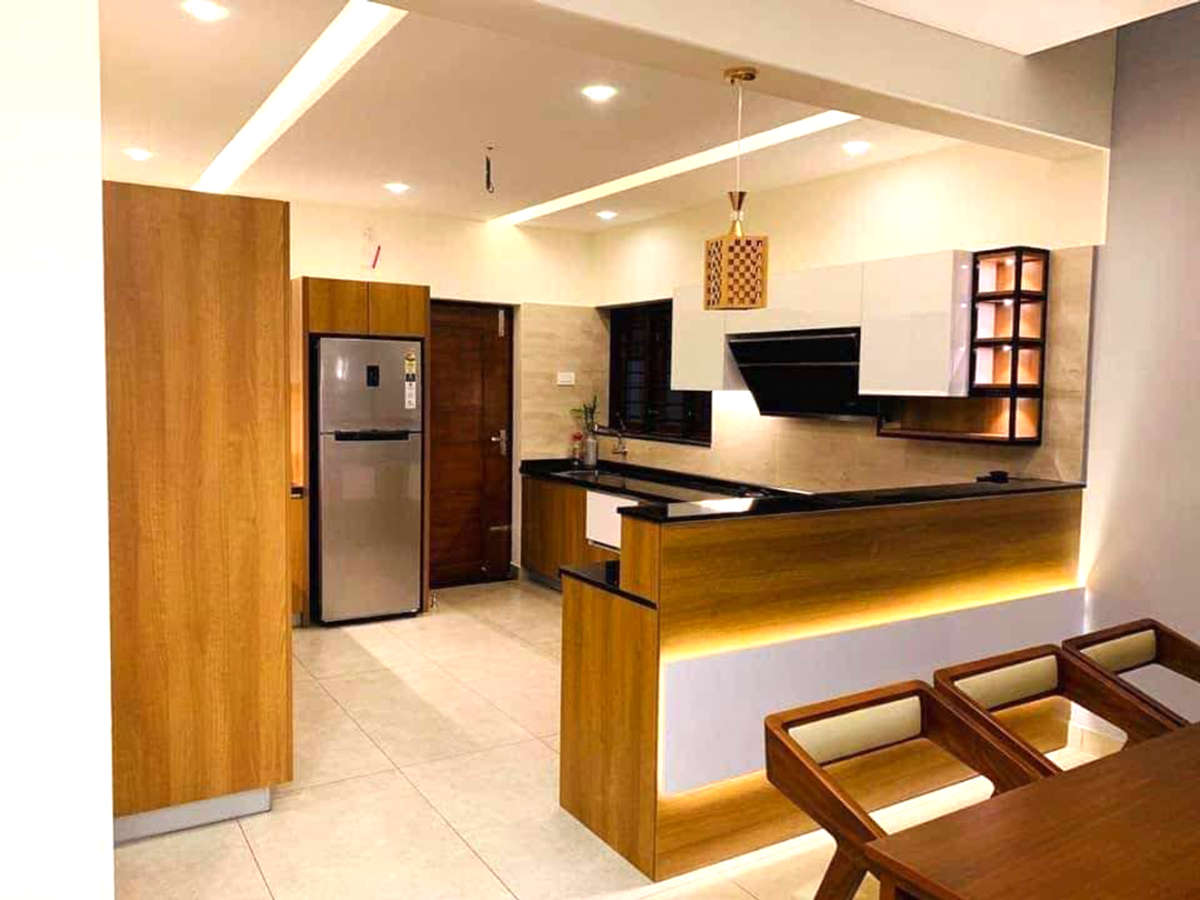 Ceiling, Lighting, Kitchen, Storage Designs by Architect Aspire Architect, Thrissur | Kolo