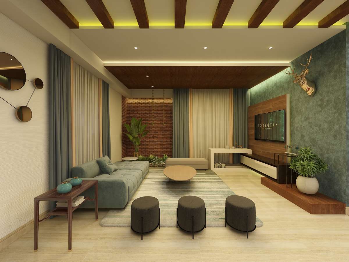 Ceiling, Furniture, Living, Lighting, Table Designs by Architect Sharon NS, Thrissur | Kolo