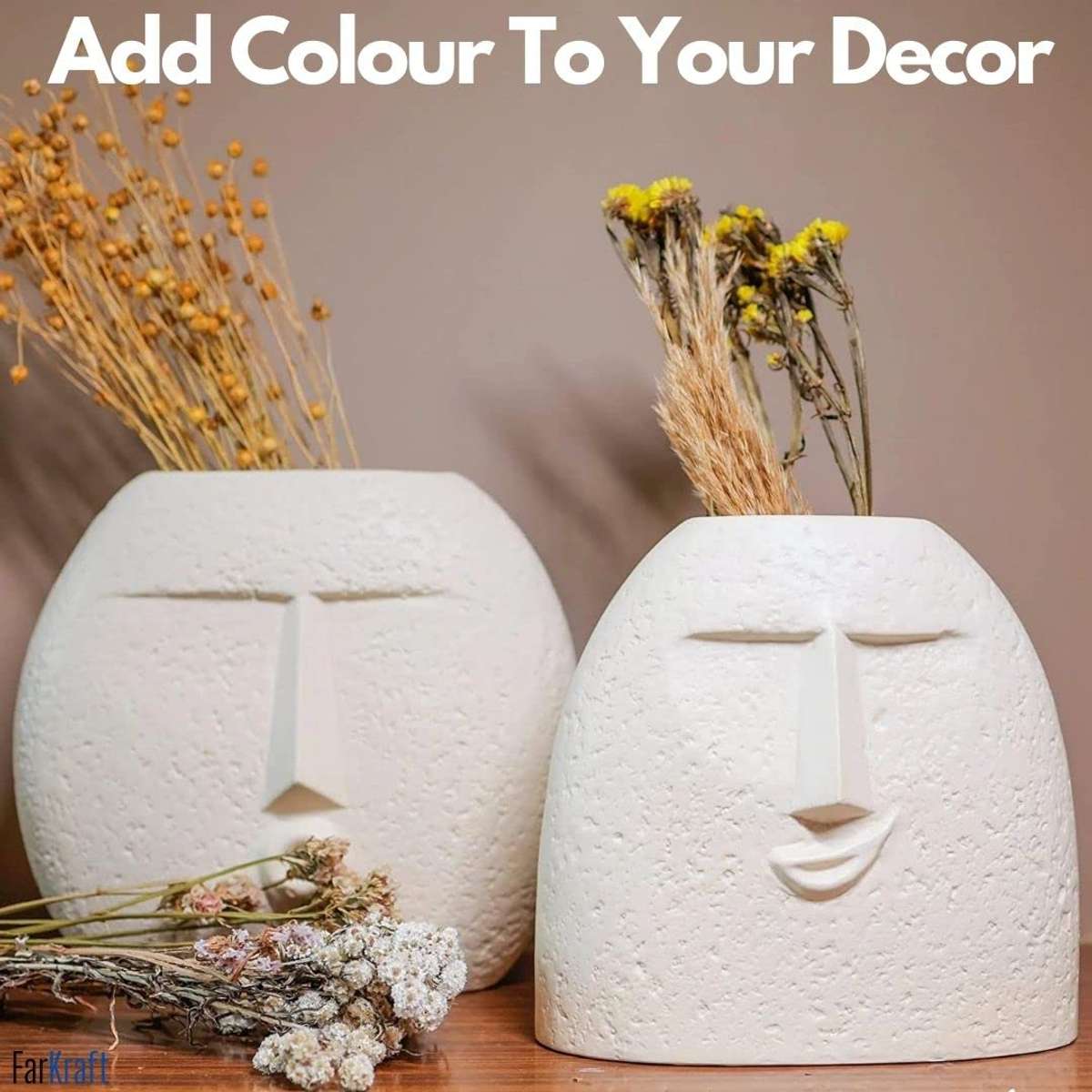 FarKraft Modern Flower Vase, White Ceramic Vases for Fresh Flower