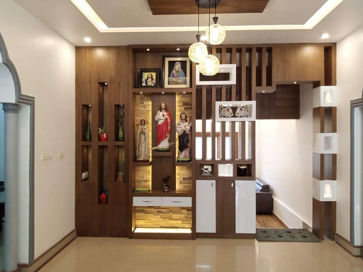 Prayer Room, Storage Designs by Contractor Martin Bangalore, Kannur | Kolo