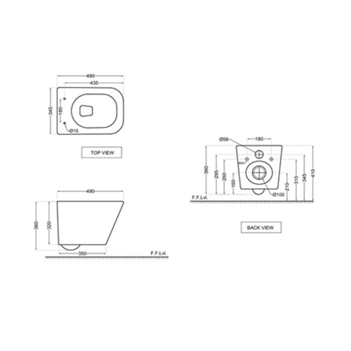Jaquar Rimless, Blind Installation Wall Hung WC ARS WHT 39953BIUFSM