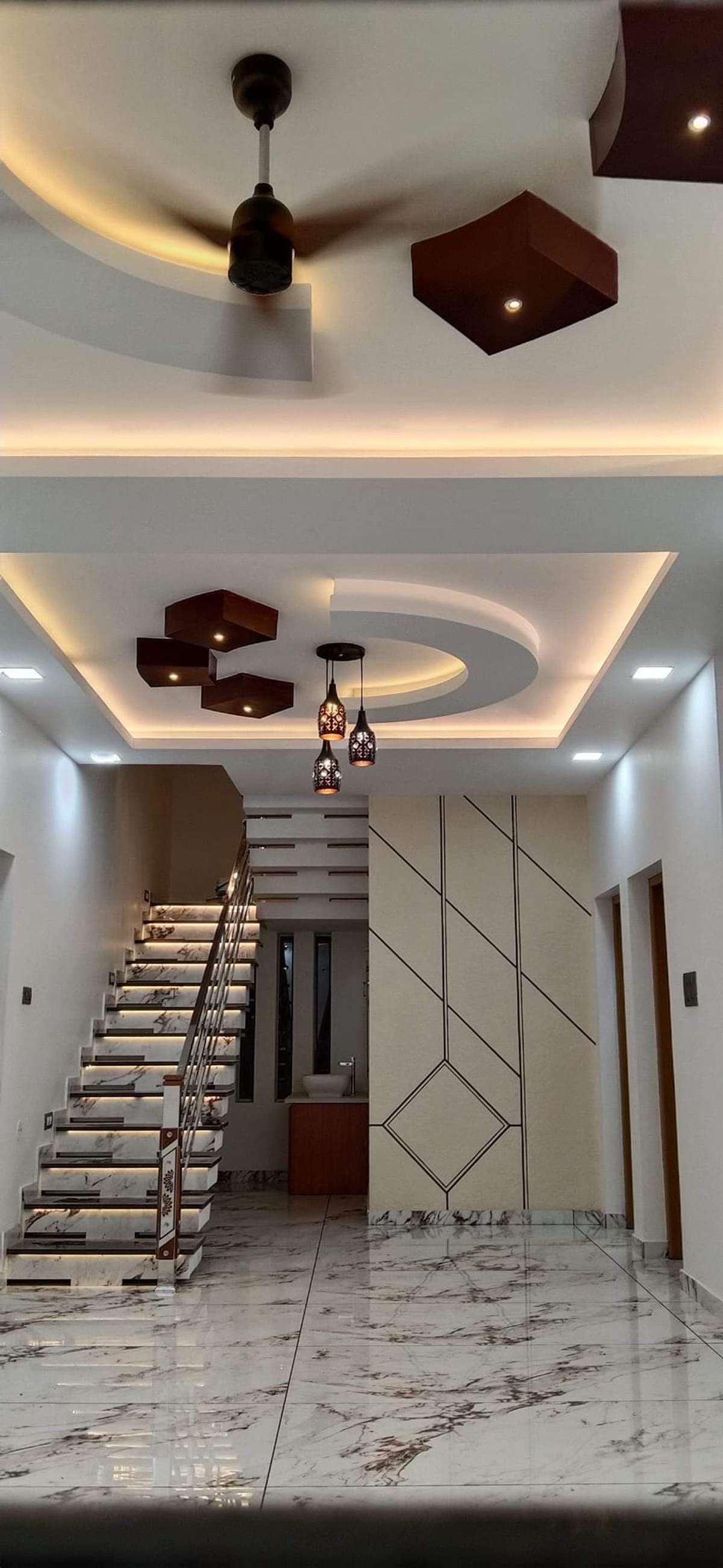 Ceiling, Lighting, Staircase Designs by Service Provider muhammed riyas, Malappuram | Kolo