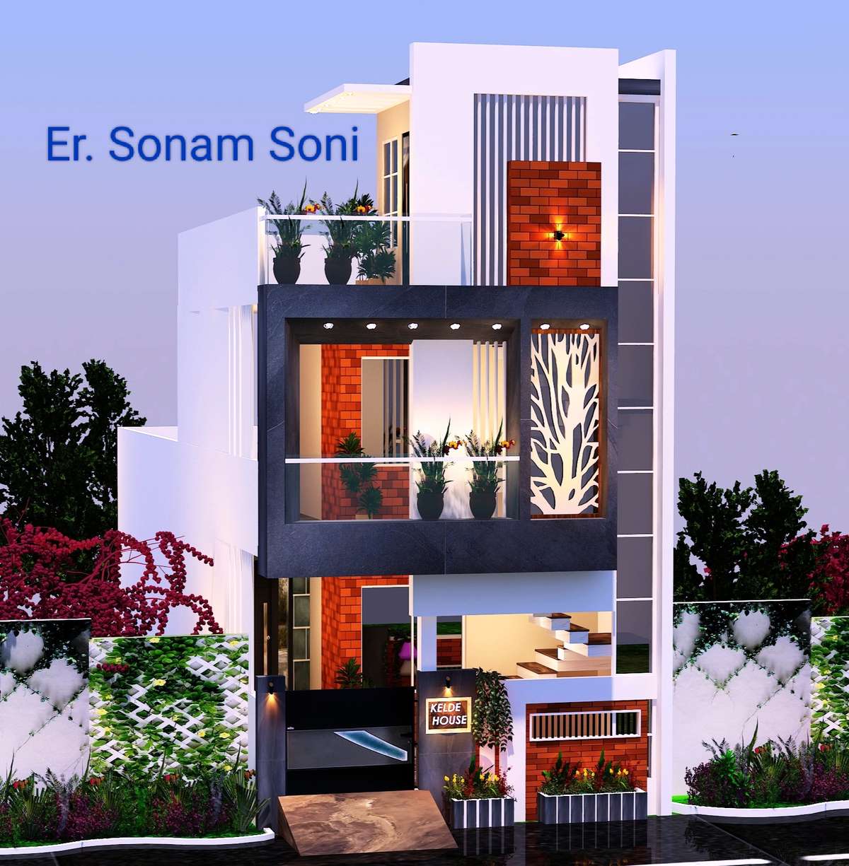 Exterior, Lighting Designs by Civil Engineer Er Sonam soni, Indore | Kolo