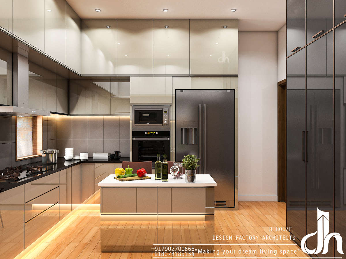 Kitchen, Lighting, Storage Designs by Architect Delmin Davis, Thrissur | Kolo