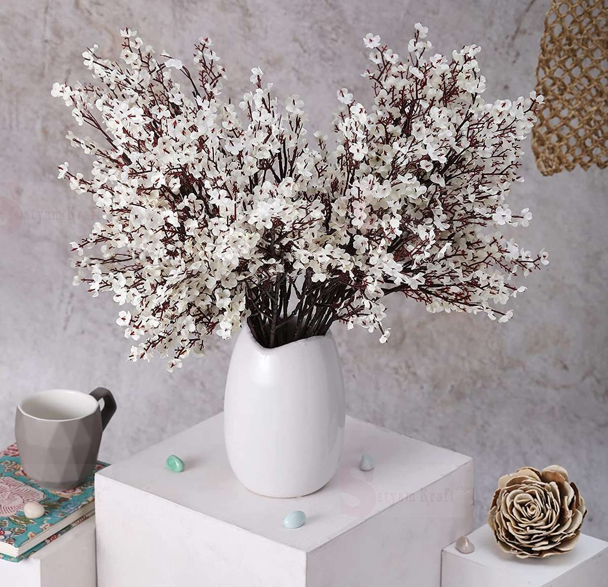 SATYAM KRAFT 5 Pcs Artificial Babys Breath Gypsophila Flower Sticks ...