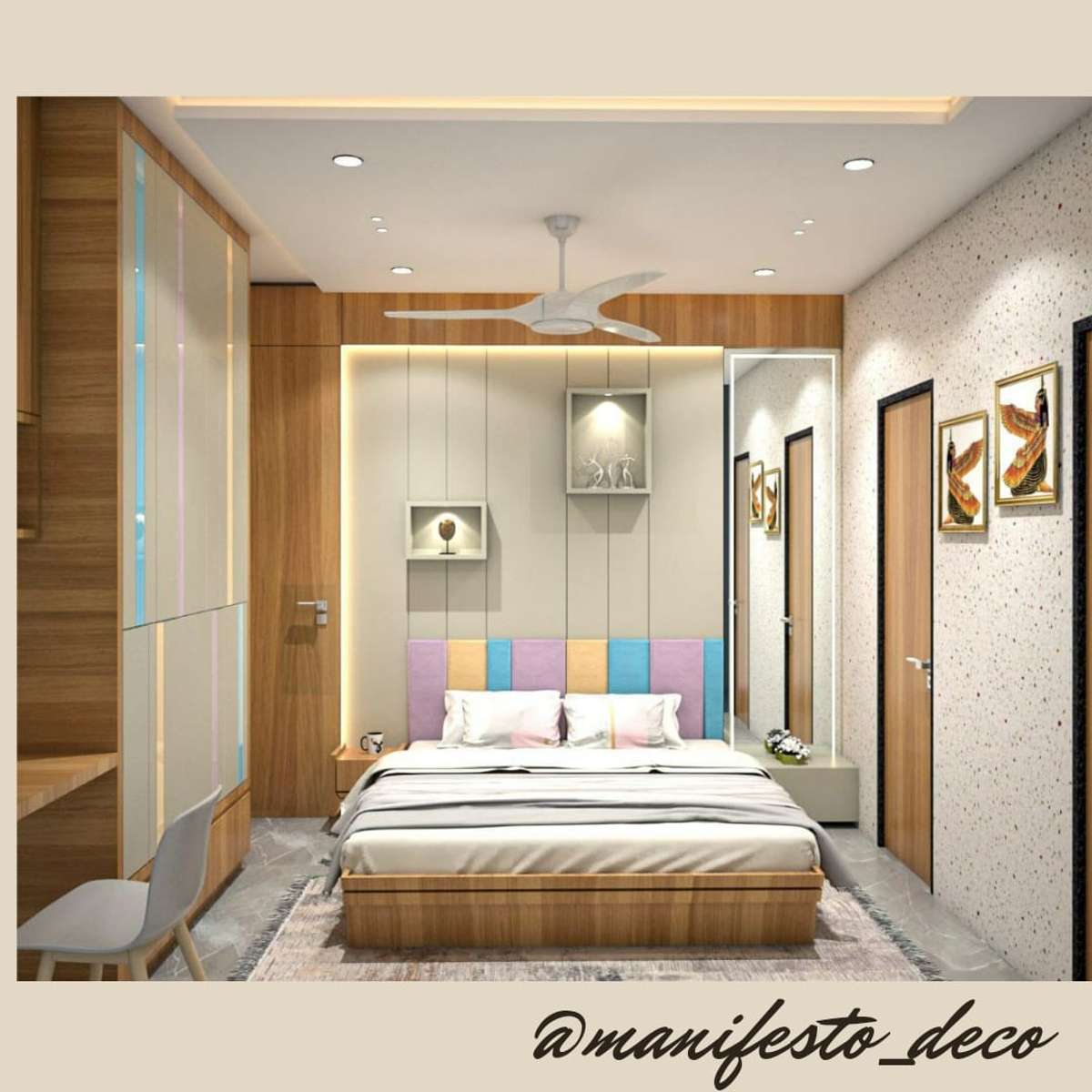 Furniture, Lighting, Storage, Wall, Bedroom Designs by Interior Designer Manifesto Interior Decor, Delhi | Kolo