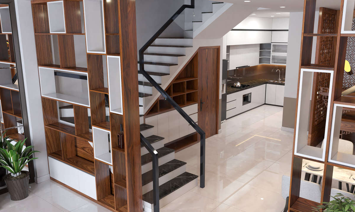 Kitchen, Storage, Staircase Designs by Civil Engineer Wariz Mhd, Kozhikode | Kolo