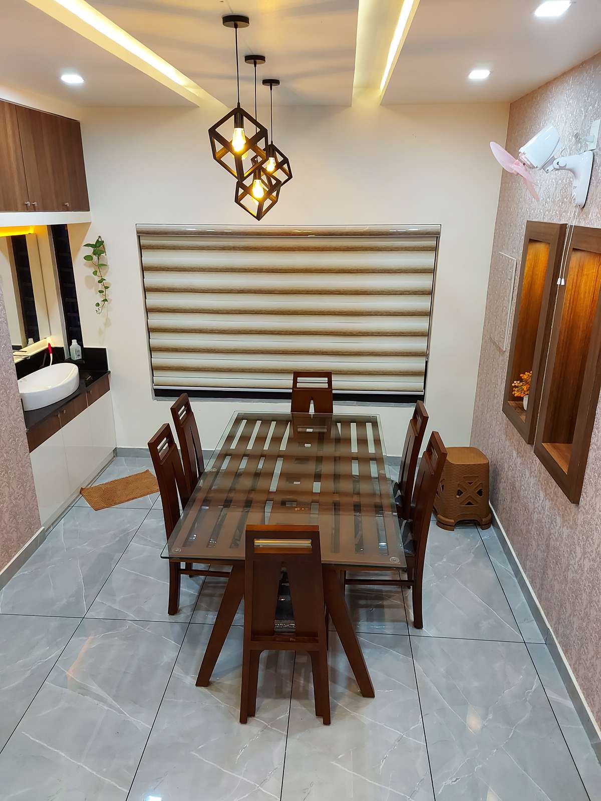 Ceiling, Furniture, Dining, Lighting, Table Designs by Interior Designer Mohammed ubas, Thrissur | Kolo