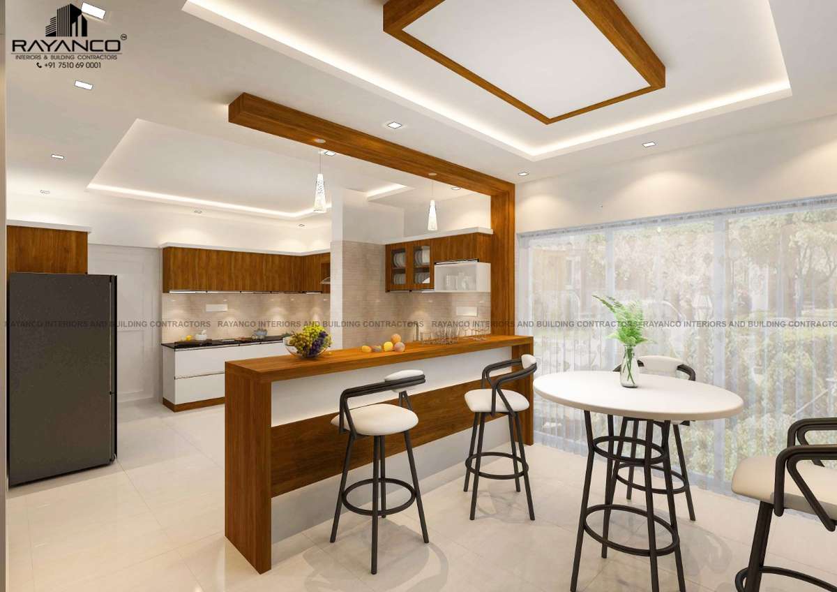 Ceiling, Kitchen, Lighting, Storage Designs by Interior Designer RAYANCo INTERIORS  BUILDERS, Malappuram | Kolo