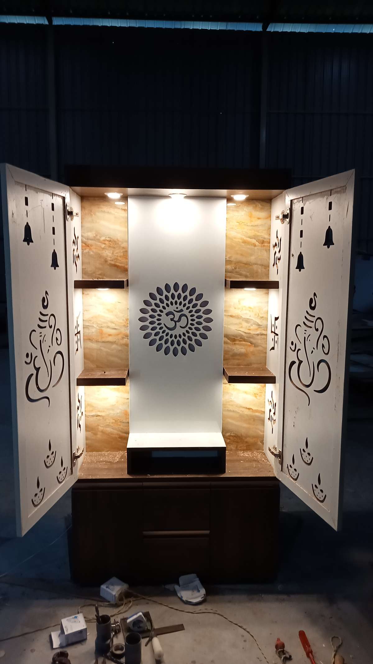 Prayer Room, Lighting, Storage Designs by Interior Designer M K interior design, Ghaziabad | Kolo