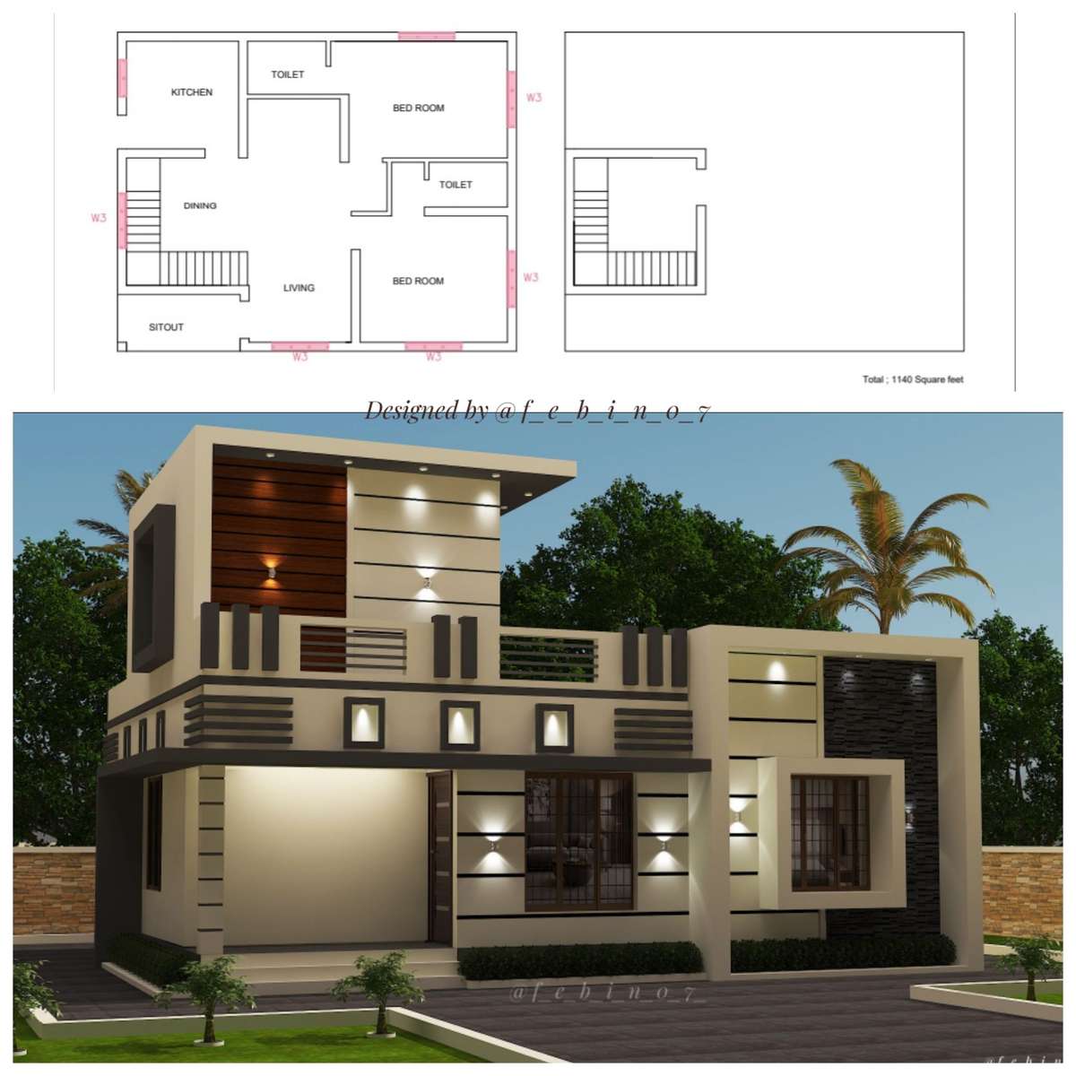 Exterior, Lighting, Plans Designs by 3D & CAD Febin Thomas, Thrissur | Kolo