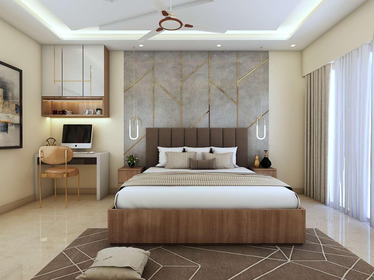 Bedroom, Ceiling, Furniture, Lighting, Storage Designs by Interior Designer Anuradha Shukla, Delhi | Kolo