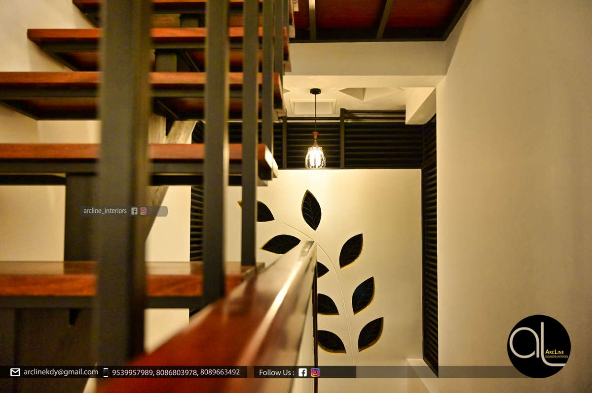 Staircase, Wall, Lighting Designs by Interior Designer SAJIL Sji, Ernakulam | Kolo
