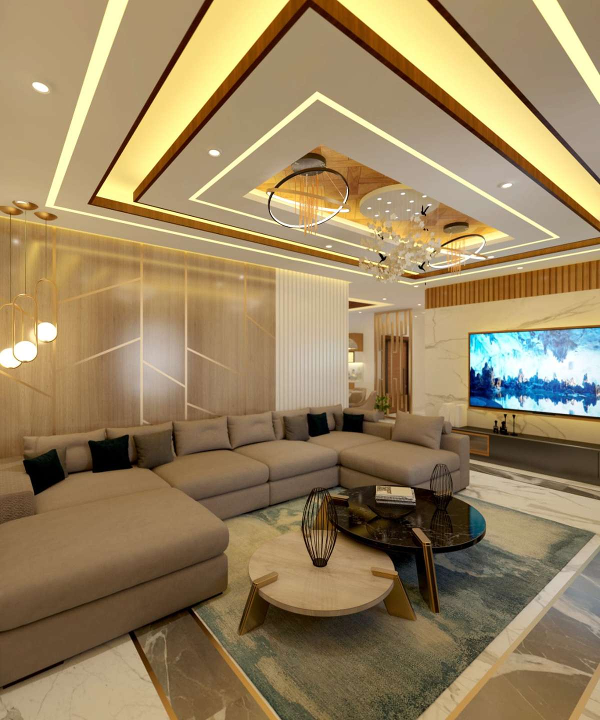 Ceiling, Living, Lighting, Furniture Designs by Civil Engineer Sarath kvt, Alappuzha | Kolo