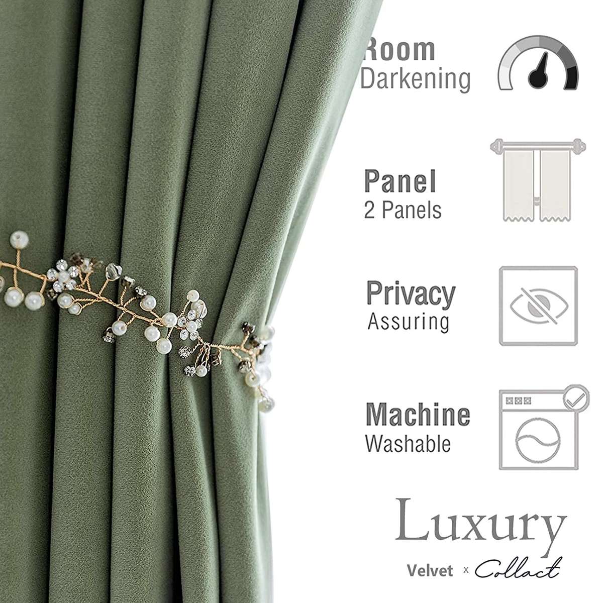 COLLACT Velvet Curtains 108 Inches Long 2 Panels Set Room