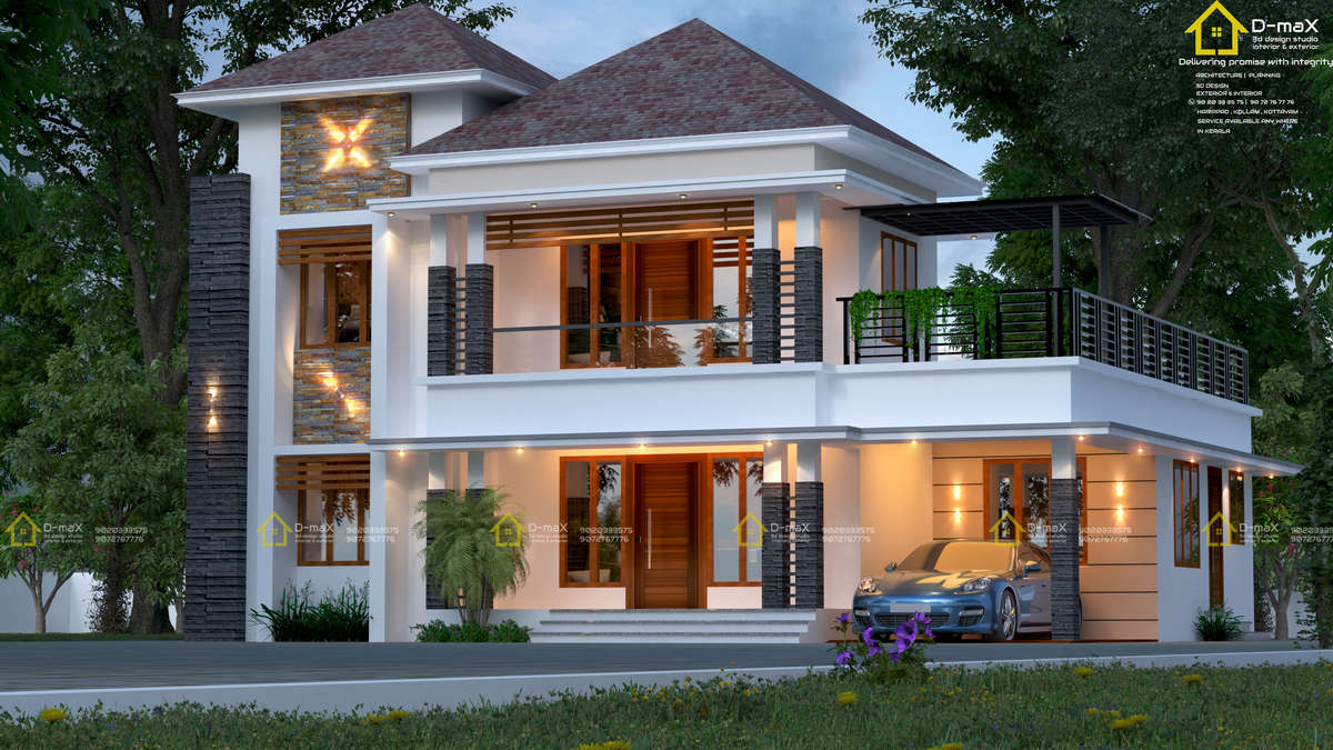 Exterior, Lighting Designs by Architect Dmax 3ddesign, Alappuzha | Kolo