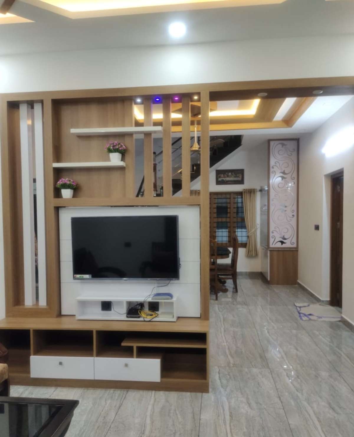 partition tv unit design