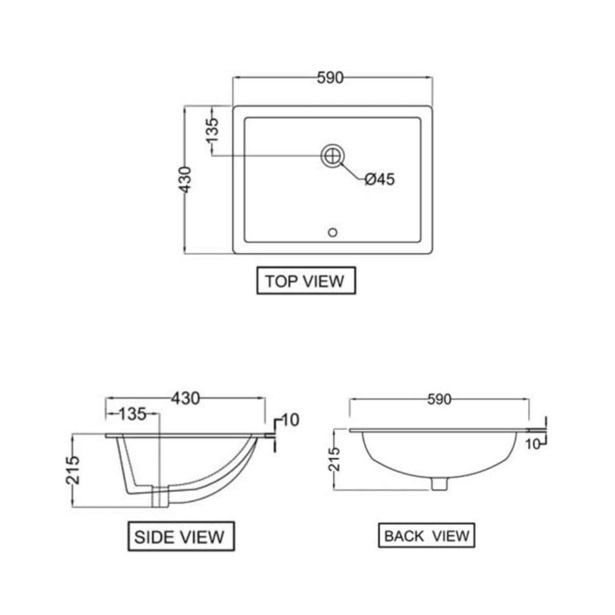 Jaquar Rectangle Shaped Under Counter Basin QPSWHT7701PM