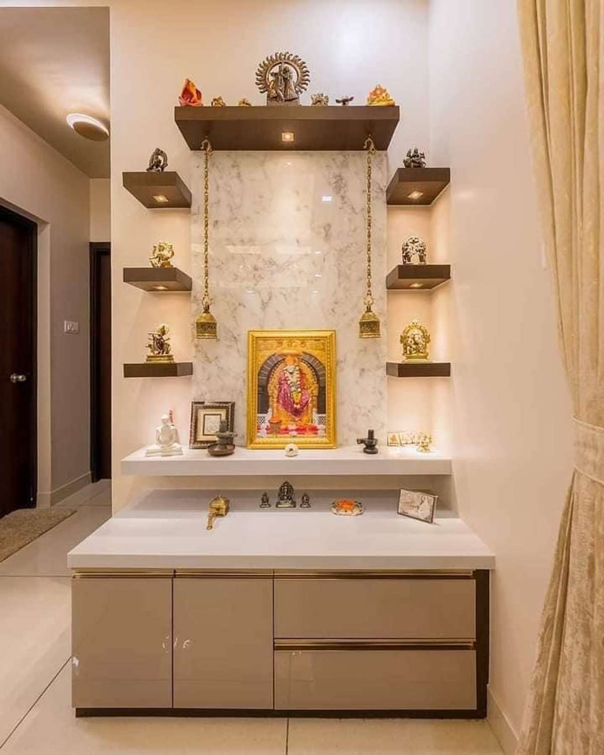 Lighting, Prayer Room, Storage Designs by Contractor MN Construction, Palakkad | Kolo