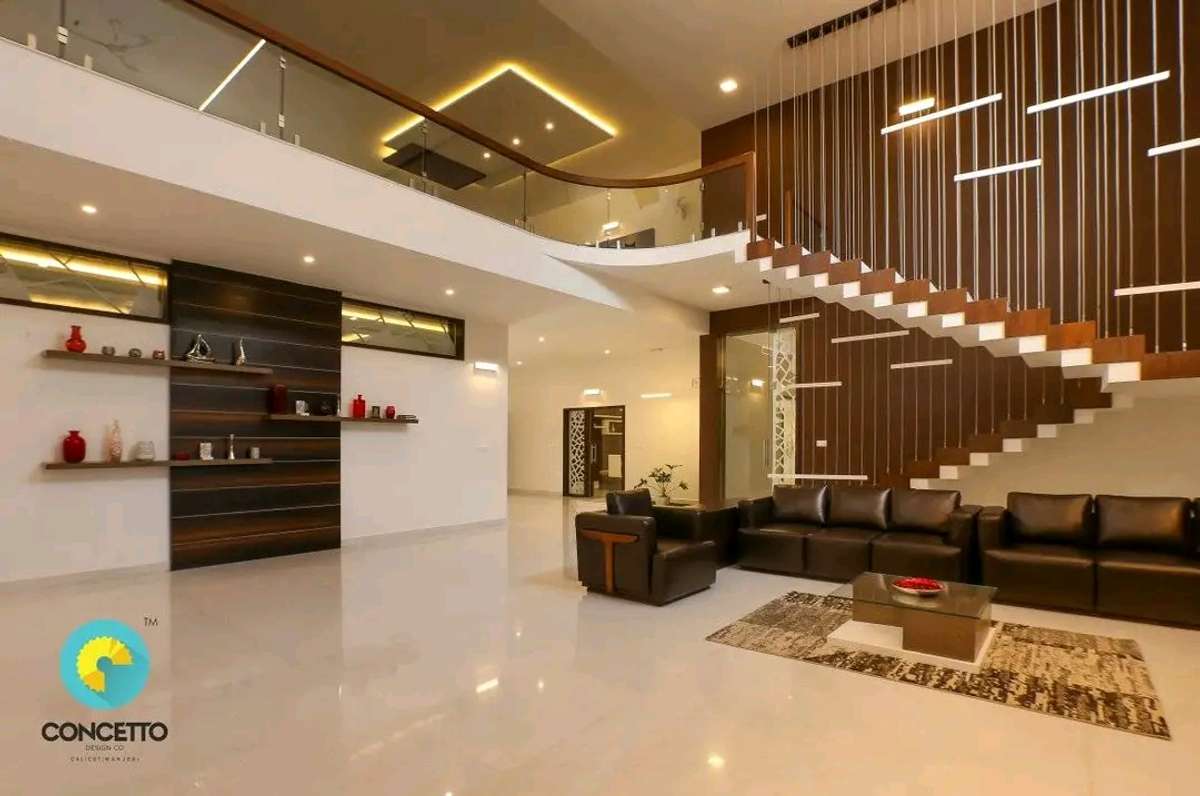 Ceiling, Furniture, Lighting, Living, Flooring, Staircase Designs by Architect Concetto Design Co, Kozhikode | Kolo