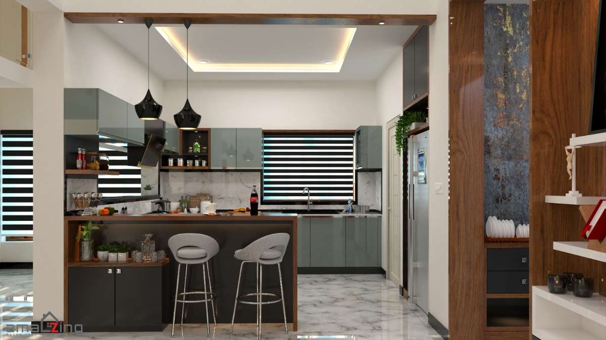 Kitchen, Lighting, Storage Designs by Interior Designer NIJU GEORGE, Alappuzha | Kolo