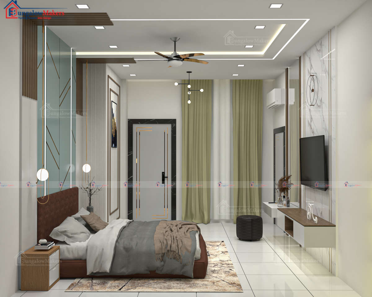 Bedroom, Ceiling, Furniture, Lighting, Storage Designs by Contractor Sharukh Khan painter, Indore | Kolo