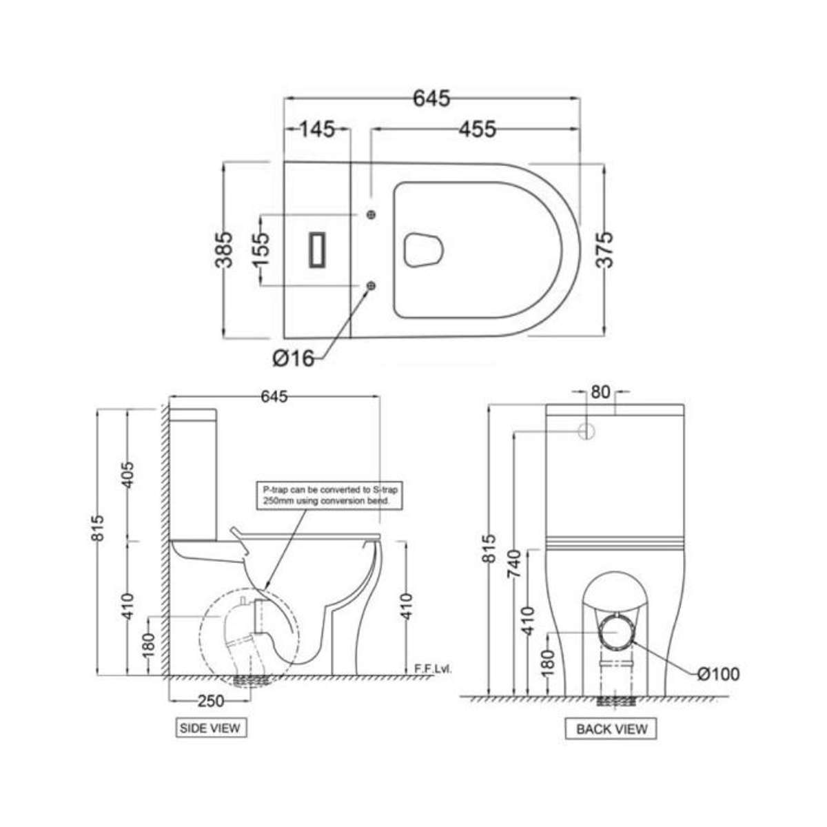 Jaquar Rimless Bowl For Coupled WC ONSWHT 10753NS 250UFSM
