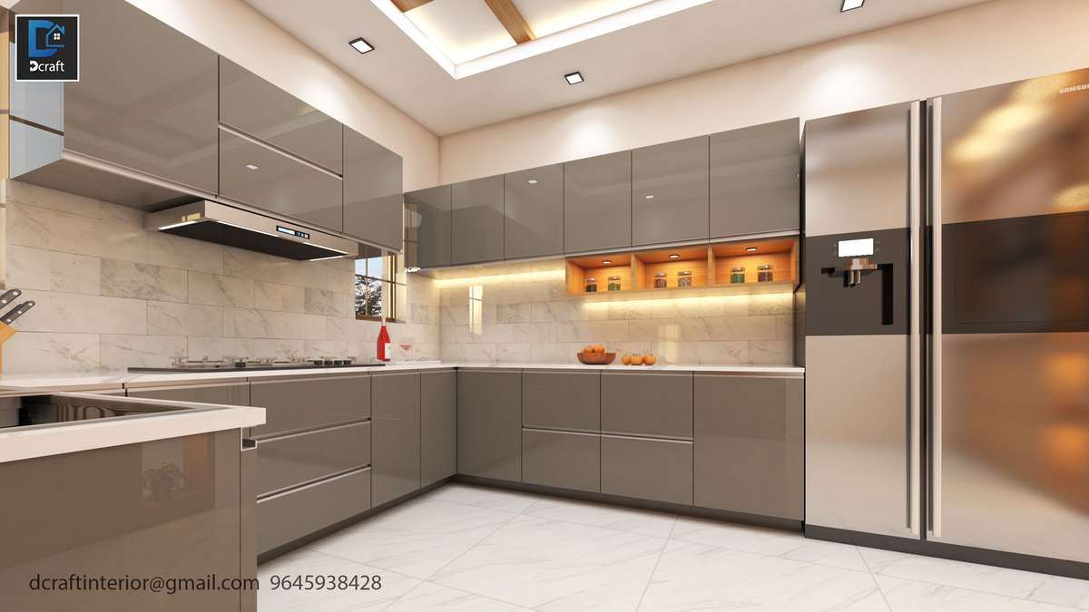 Kitchen, Storage, Lighting Designs by Civil Engineer DCRAFT BUILDERs, Thrissur | Kolo