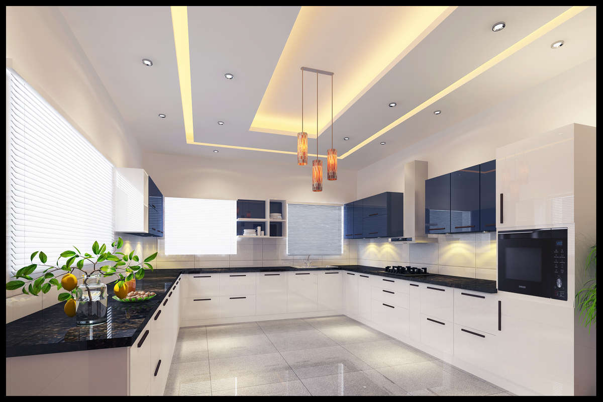 Ceiling, Flooring, Kitchen, Lighting, Storage Designs by 3D & CAD Creatve world, Ernakulam | Kolo
