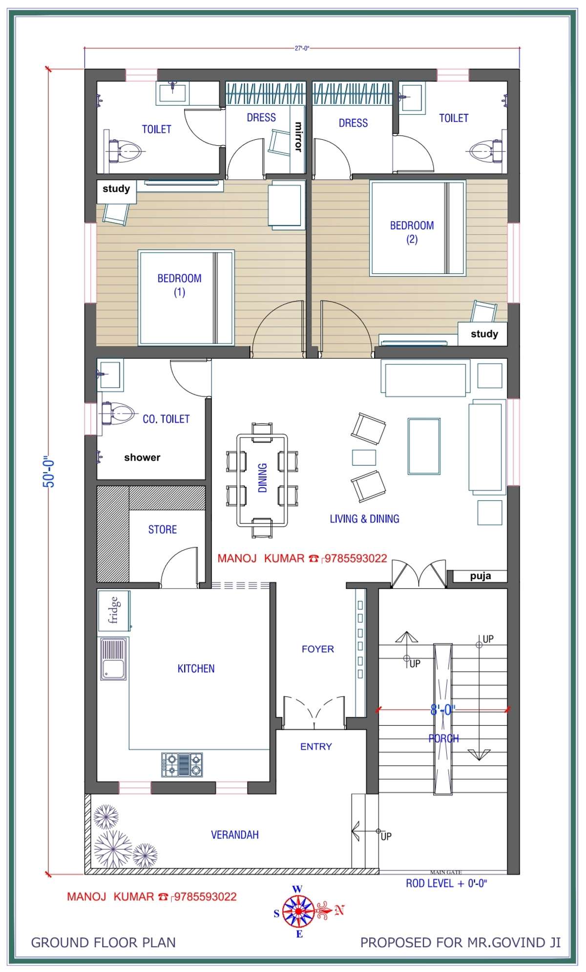 20x40 East Face House Elevation Design