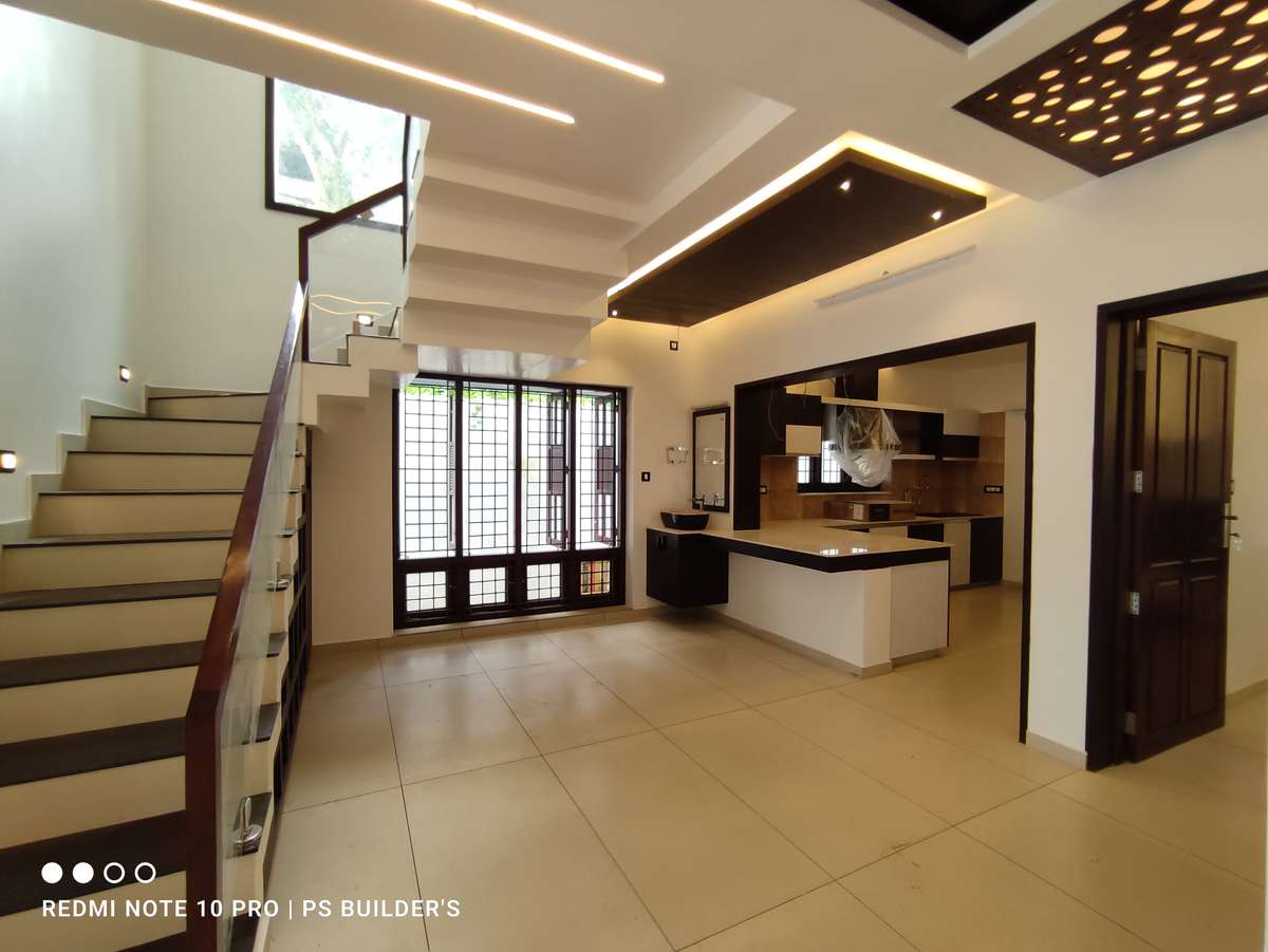 Ceiling, Lighting, Staircase Designs by Civil Engineer PS Builders and Interior Works, Thiruvananthapuram | Kolo
