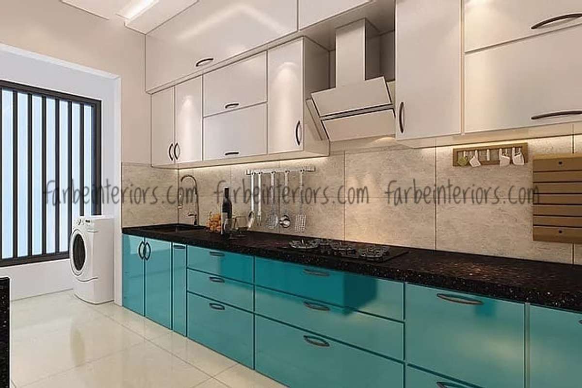Kitchen, Lighting, Storage Designs by Interior Designer farbe Interiors, Thrissur | Kolo