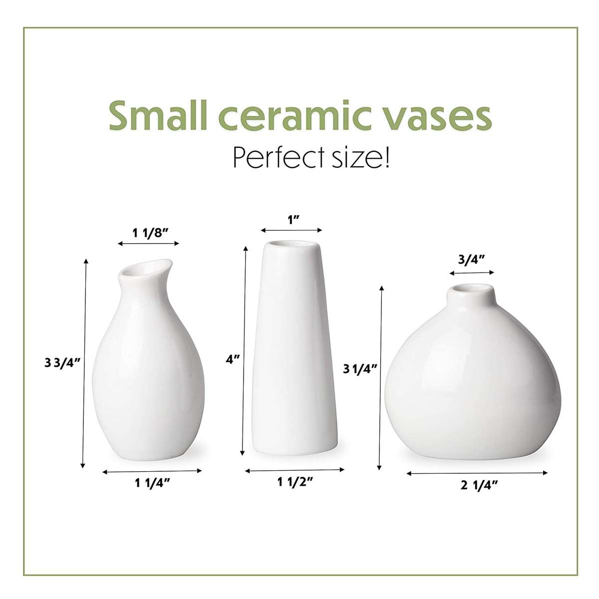 Upper Midland Products 3 White Vases for Decor, Small White Vase