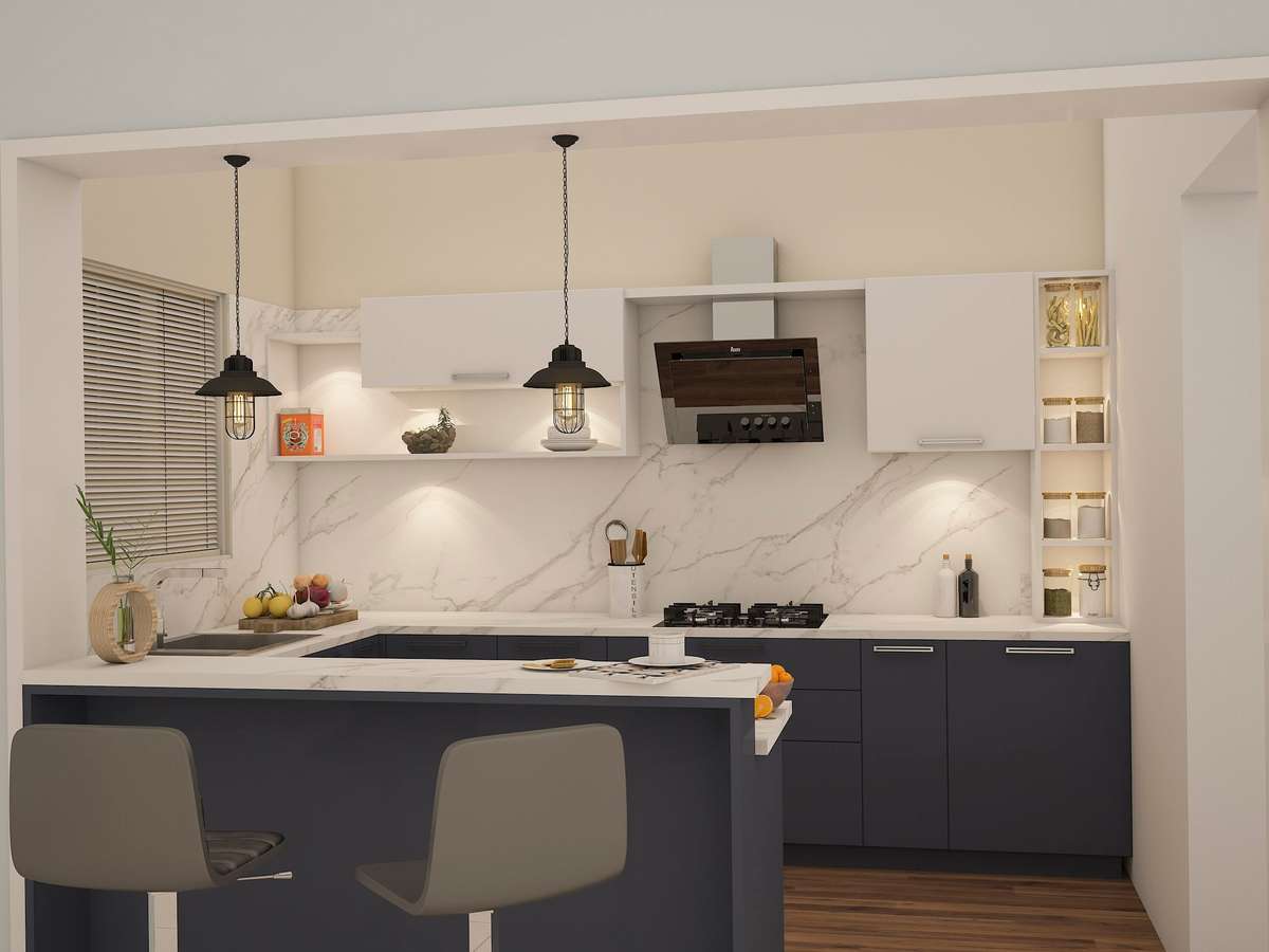 Kitchen, Lighting, Storage Designs by Interior Designer Agnikon Architectural Designs, Thrissur | Kolo