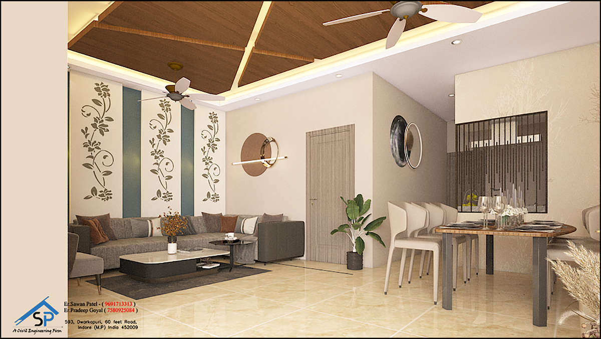 Ceiling, Furniture, Living Designs by Architect Er Sawan Patel, Indore | Kolo