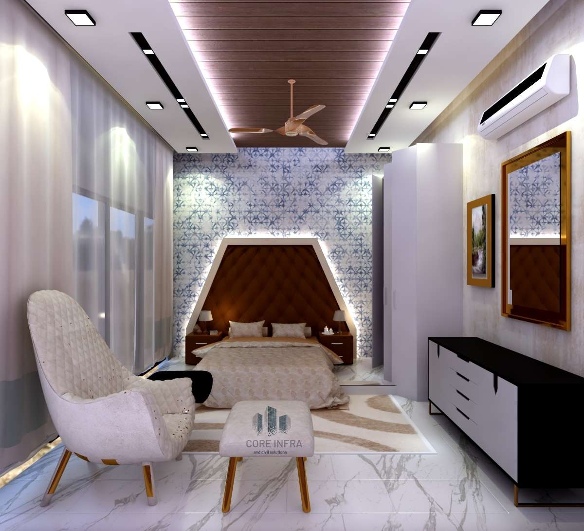 Ceiling, Furniture, Lighting, Bedroom, Storage Designs by Civil Engineer Shubham Kushwah, Indore | Kolo