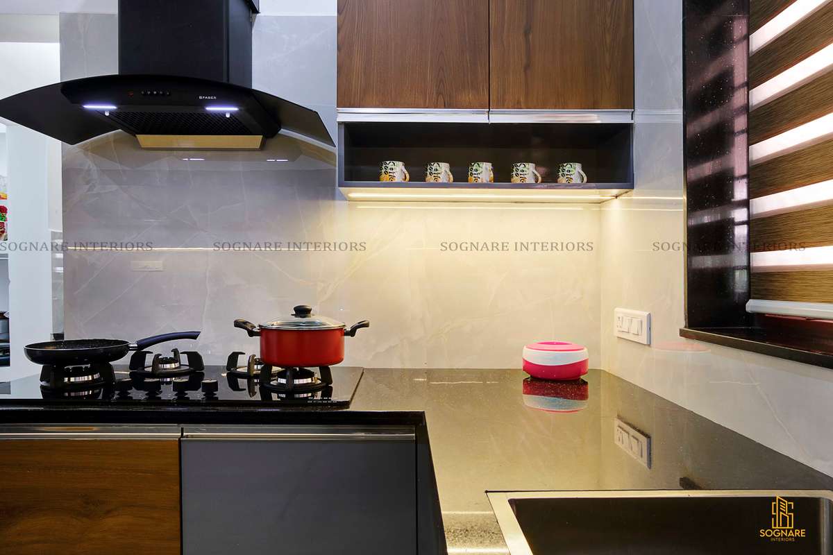 Kitchen, Lighting, Storage Designs by Interior Designer Sognare Interiors, Kottayam | Kolo