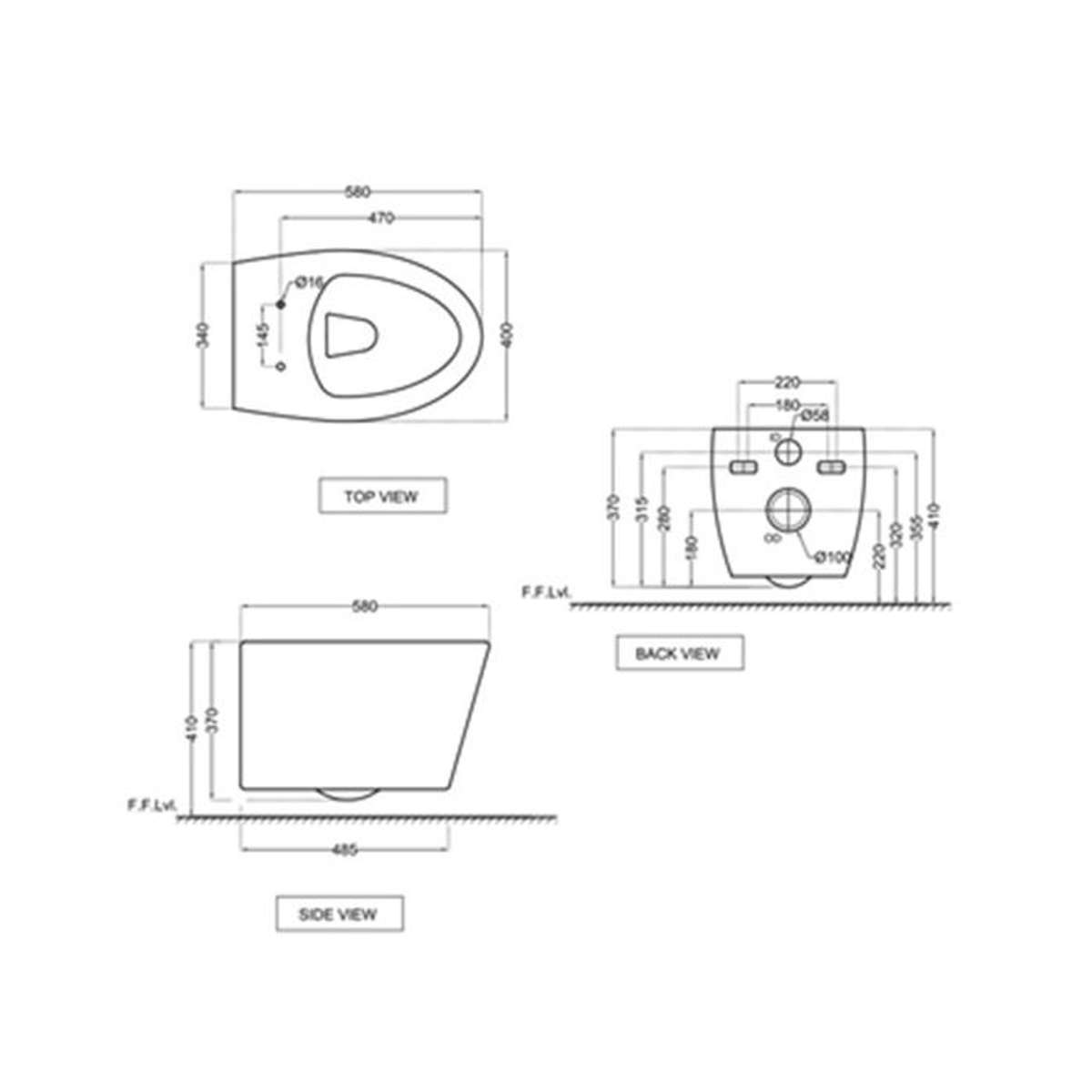Jaquar Oval Shaped Rimless Wall Hung WC VGSWHT 81953UF