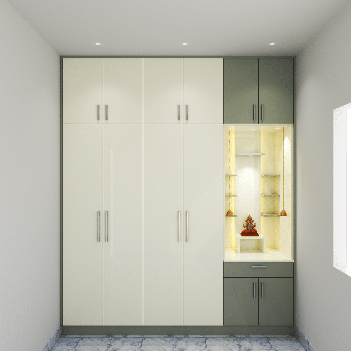 Prayer Room, Lighting, Storage, Ceiling Designs by 3D & CAD Lockhart Interior, Gurugram | Kolo