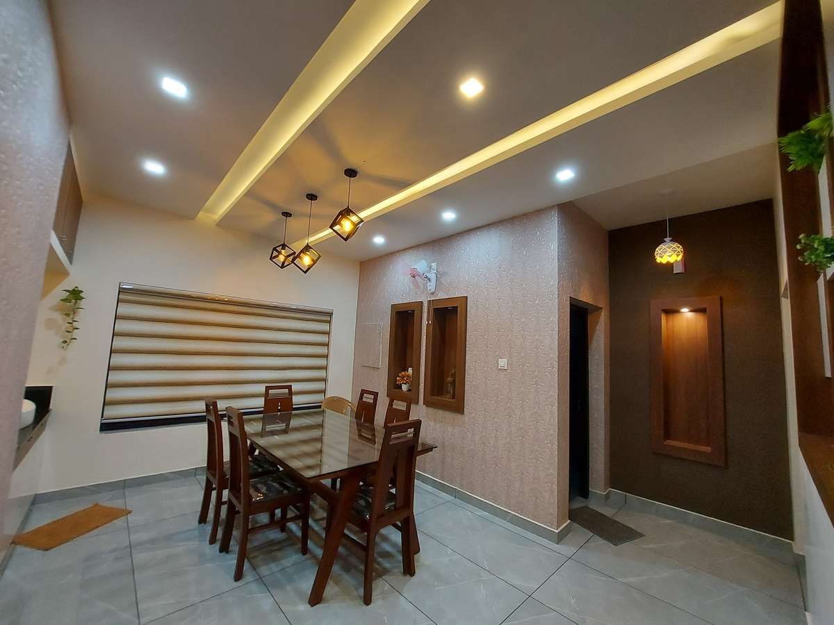 Ceiling, Furniture, Dining, Lighting, Table Designs by Interior Designer Mohammed ubas, Thrissur | Kolo