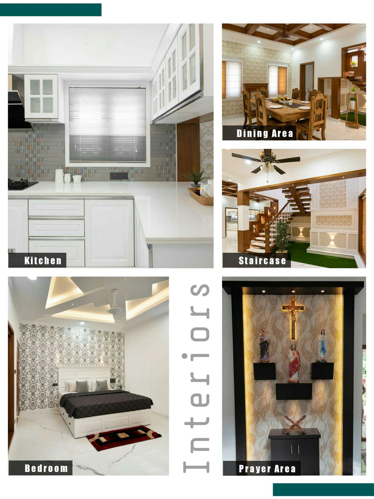 Bedroom, Kitchen, Prayer Room, Dining, Staircase Designs by Civil Engineer Dalvin C J, Thrissur | Kolo