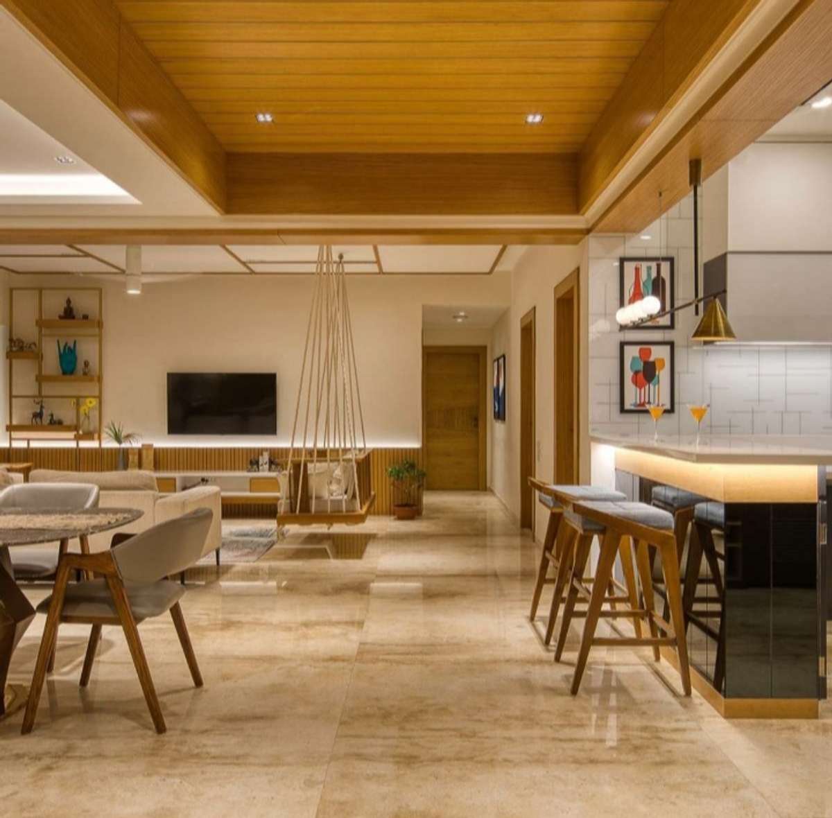Kitchen, Lighting, Storage, Furniture, Flooring Designs by Interior Designer NIJU GEORGE, Alappuzha | Kolo